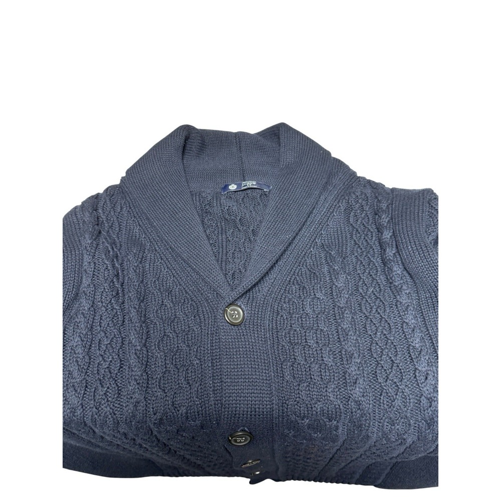 J Crew shawl collar Cardigan XL Navy cable knit button up Grandpa Core coastal - Picture 5 of 11